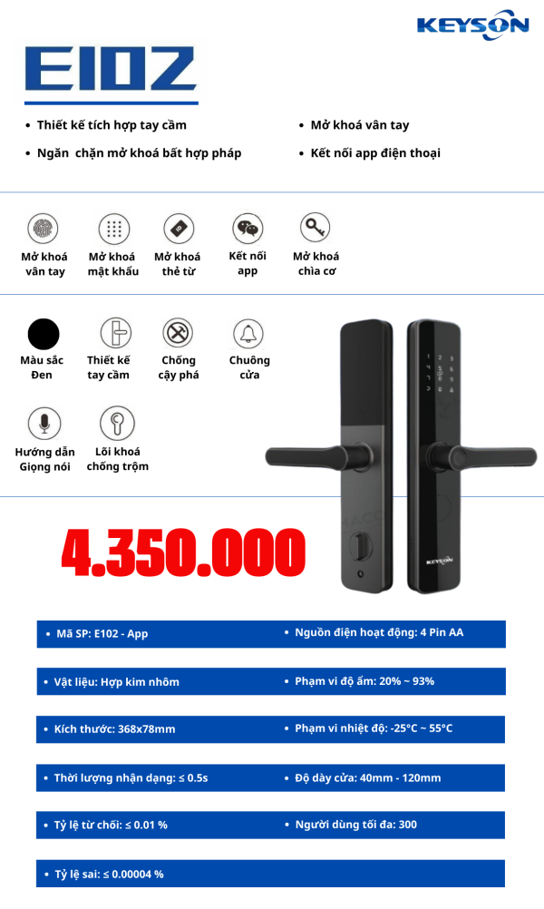 Khóa thông minh keyson E102