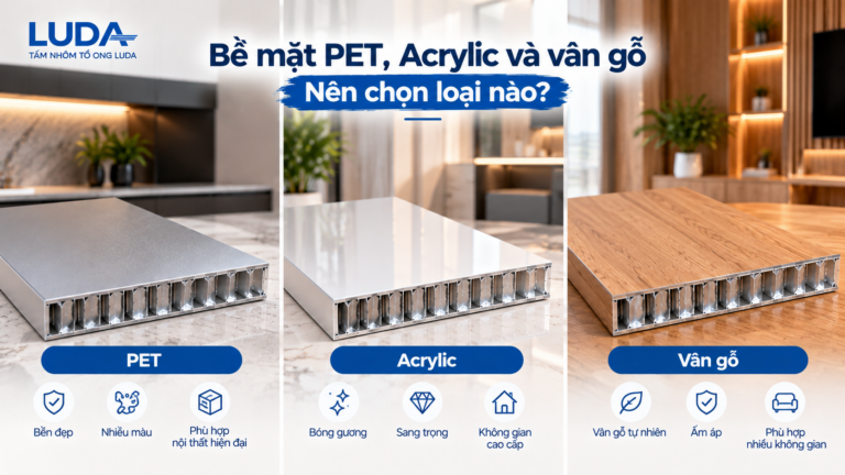 Bề mặt PET, Acrylic và vân gỗ: Nên chọn loại nào?